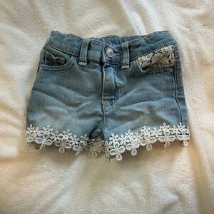 Wonder Nation Blue Denim Shorts with White Lace Trim